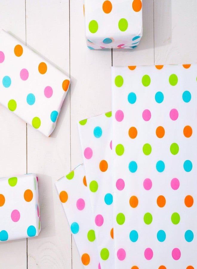 Whaline 100 Sheets Dot Tissue Paper Rainbow Colored Gift Wrapping Paper Art Craft Paper for DIY Crafts Birthday Baby Shower Party Decorations, 14 x 20 Inch - Image 3